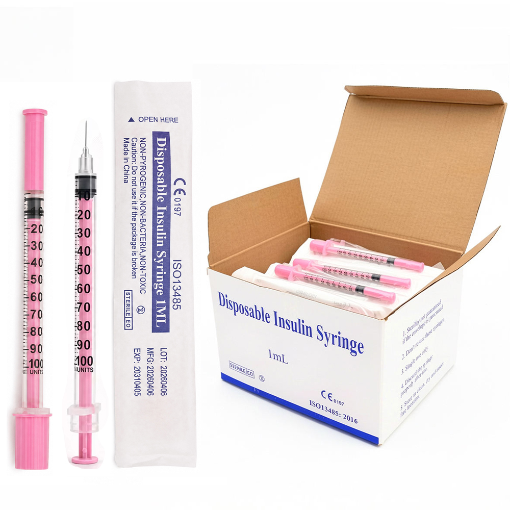 Power Toolbox - 100Pcs/Box Beauty 1ml Pink Insulin Syringe