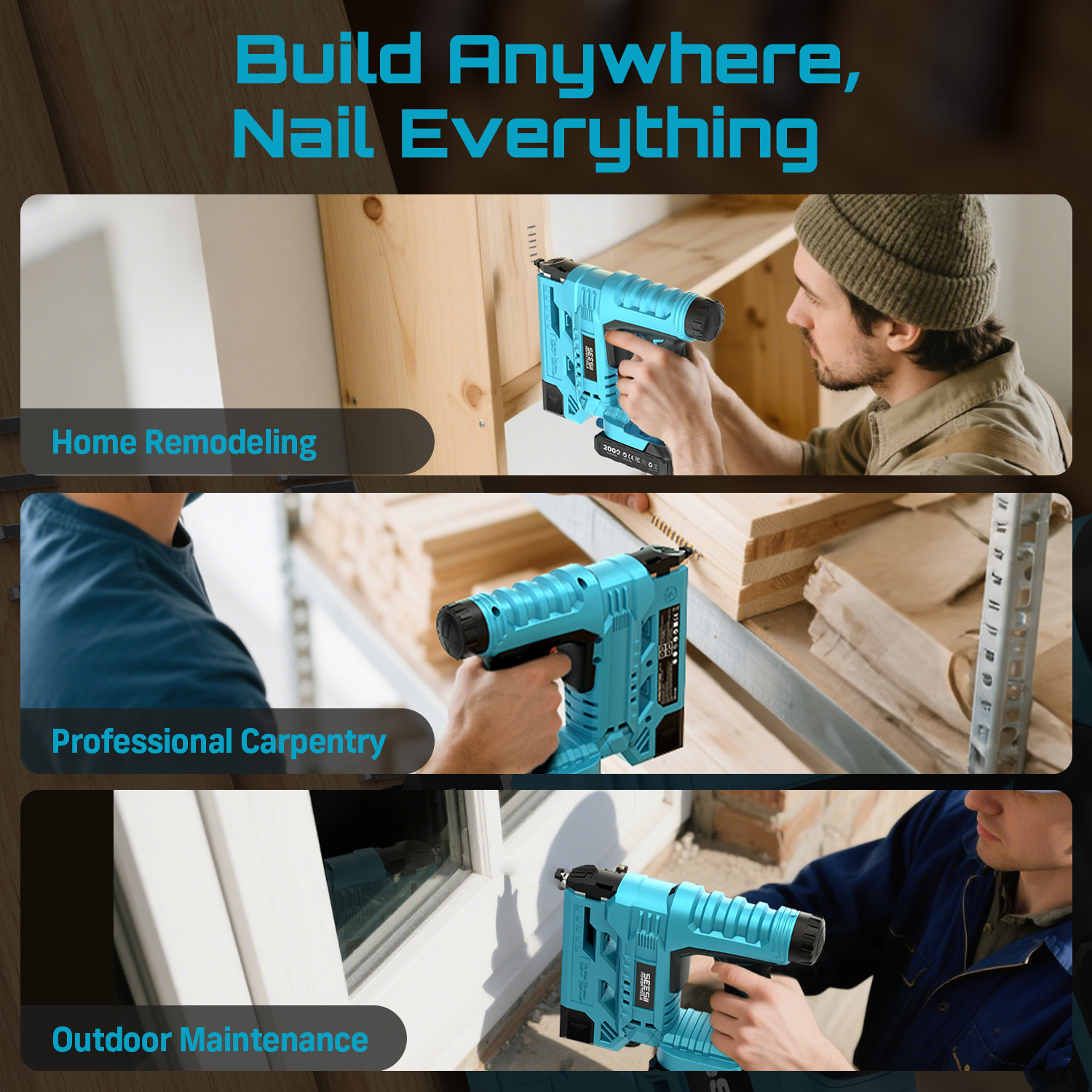 SEESII Electric Nail Gun Cordl - đánh giá và giá Power Tools Manual